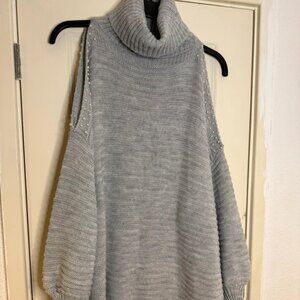 Ladies one size turtle neck cut out shoulder jumper
